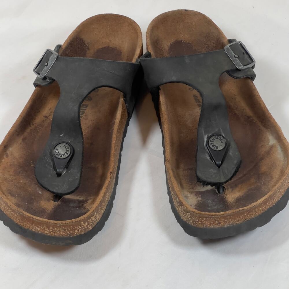 Birkenstock Gizeh Black Thong Sandals Cork Footbed Women's 6/6.5/EU37 Shoes